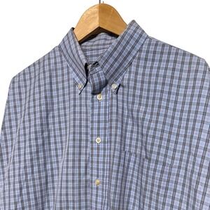 Burberry London Mens Button‎ Down Shirt Blue Plaid Long Sleeve Classic Fit